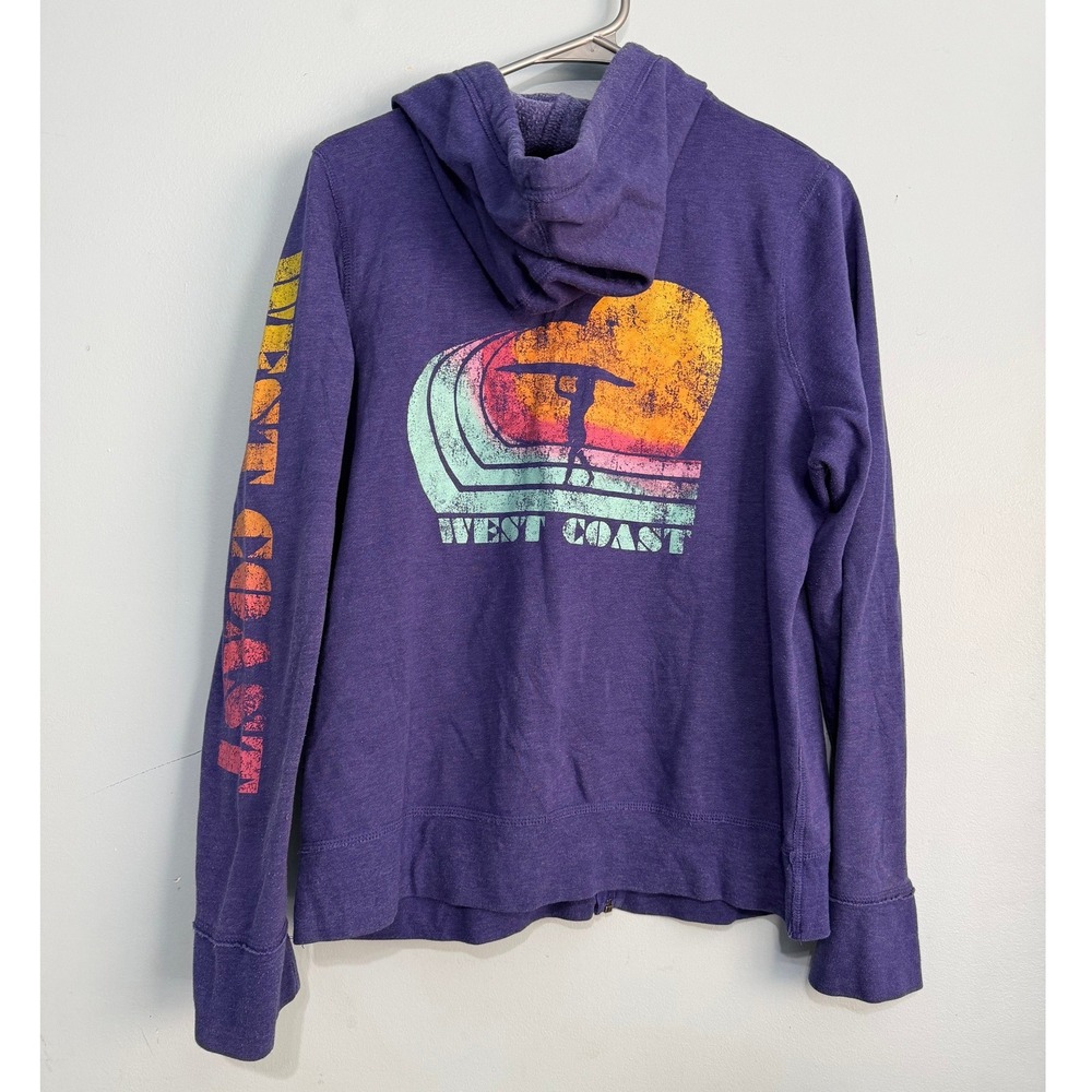 Mossimo XL West Coast Purple Full Zip Hoodie Sweatshirt Graphic Surf Beach 1497 - Picture 2 of 4